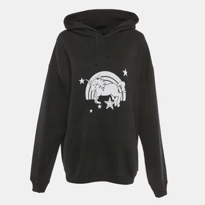 Pre-owned Vetements Unisex Black Unicorn Print Cotton Hoodie S