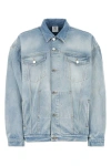 Vetements Logo Embossed Denim Jacket In Blue