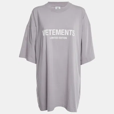 Pre-owned Vetements Unisex Lavender Logo Graphic Jersey T-shirt L In Purple