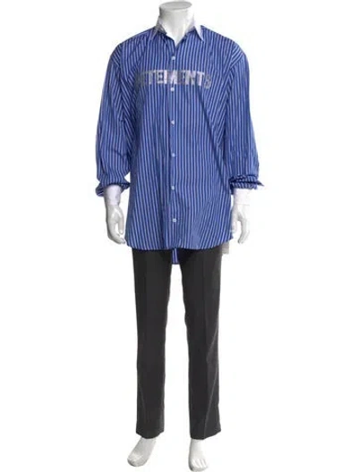 Pre-owned Vetements Unisex Striped Shirt In Blue