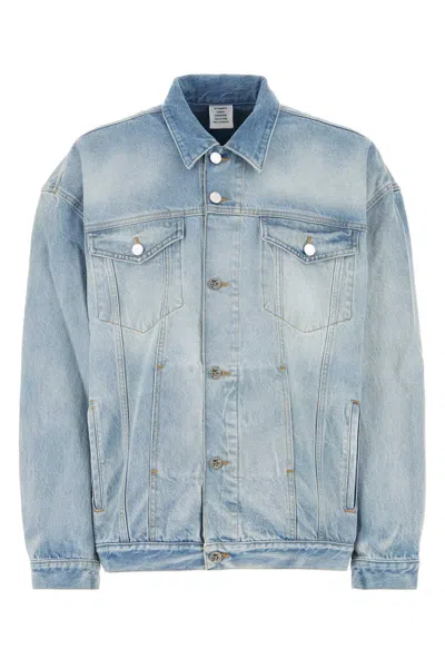 Vetements Unisex Washed Denim Jacket In Light Blue