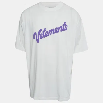 Pre-owned Vetements Unisex White Logo Graphic Jersey Oversized T-shirt L