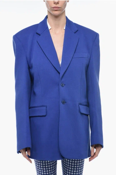 Vetements Unisex Wool Blend Oversized Blazer In Blue