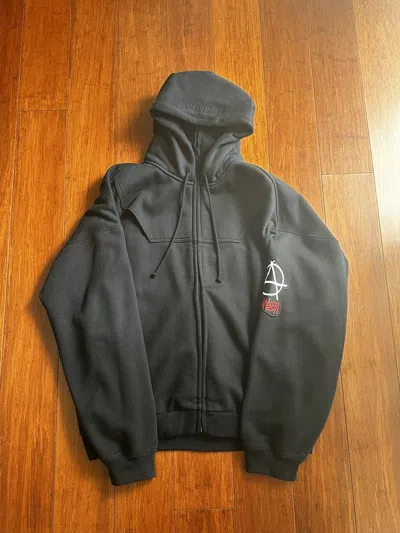 Pre-owned Vetements Upside Down Anarchy Zip Up Mask Hoodie Black Sz. S