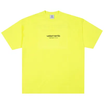 Pre-owned Vetements Urban Logo T-shirt 'neon Yellow' | Men's Size M