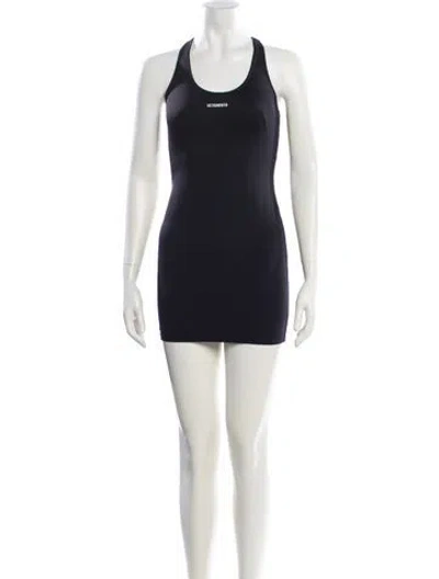 Pre-owned Vetements Velvet Mini Dress In Green