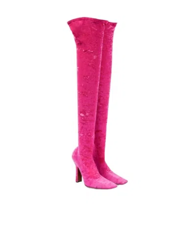 Vetements Velvet Over-the-knee Boots In Pink