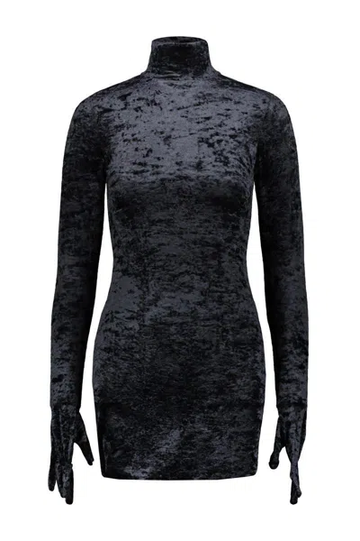 Vetements Velvet Styling Dress With Gloves In Black