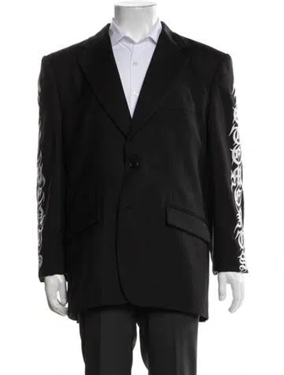 Pre-owned Vetements Virgin Wool Graphic Print Blazer In Black