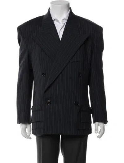Pre-owned Vetements Virgin Wool Striped Blazer In Blue