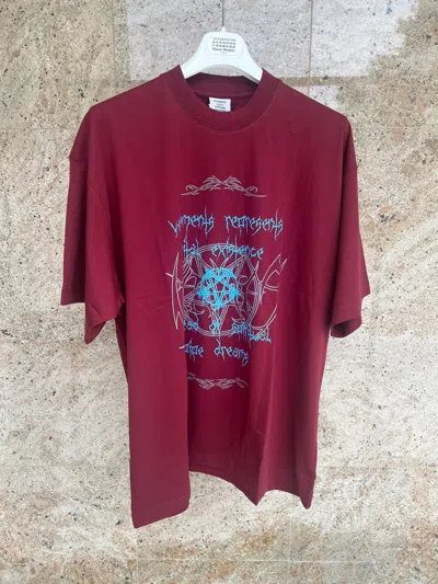 Pre-owned Vetements Vital Existence Logo T-shirt Ss In Bordeaux