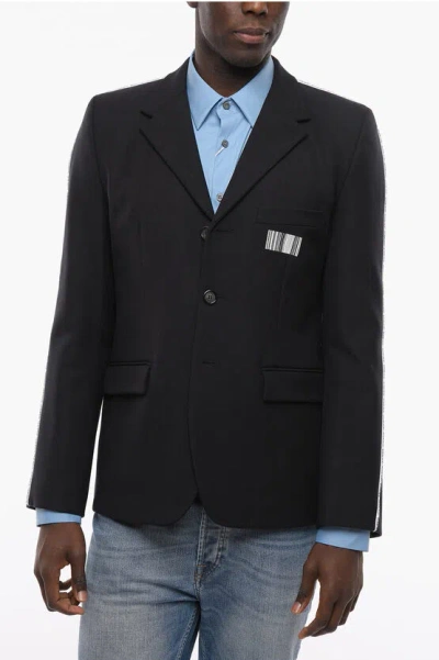 Vetements Vtmnts Wool Barcode Blazer With Flap Pockets In Black