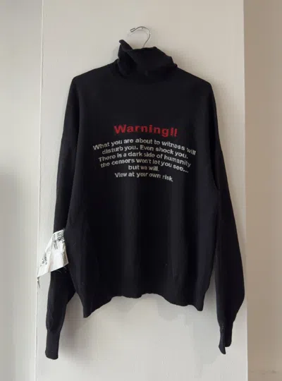 Pre-owned Vetements Warning Graphic Knit Runway Sweater In Black