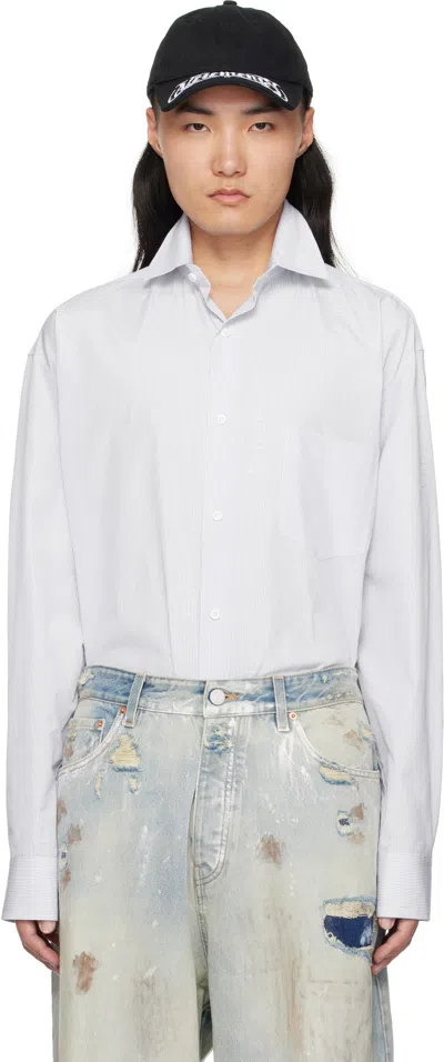 Vetements White & Blue Pinstripe Shirt In Blue Stripe