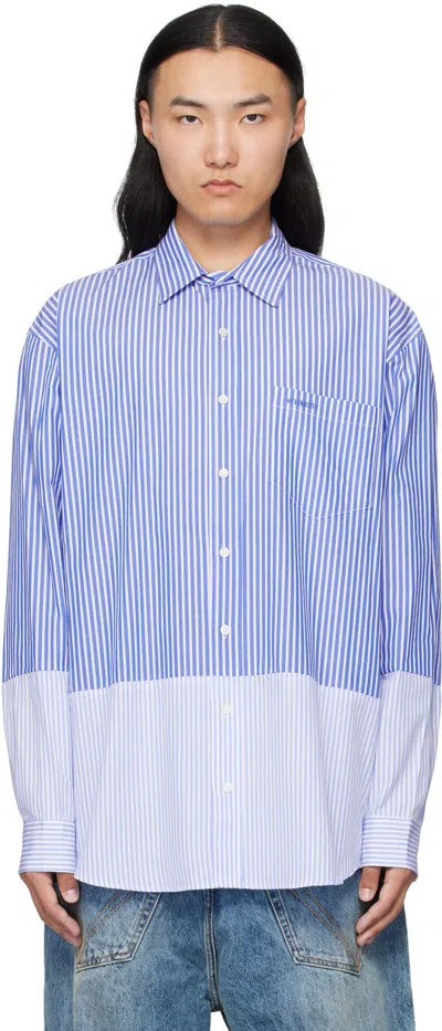 Vetements White & Blue Splitted Shirt