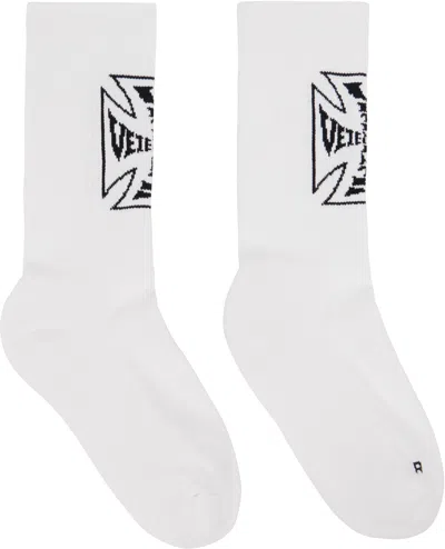 Vetements White Biker Cross Logo Socks