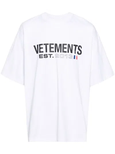 Vetements White Cotton Logo T-shirt For Women