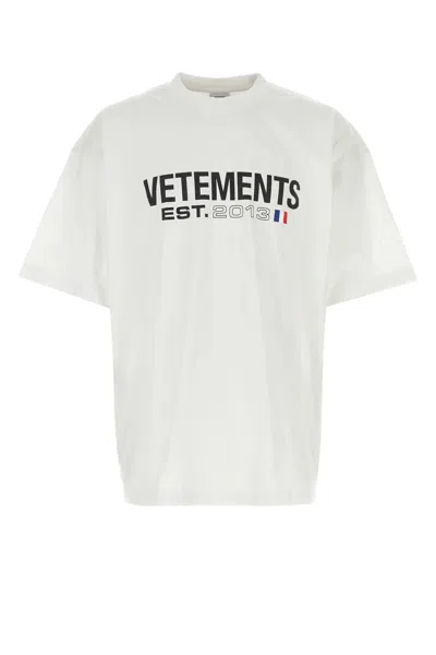 VETEMENTS WHITE COTTON OVERSIZE T-SHIRT