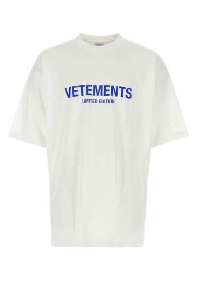 Vetements White Cotton T-shirt In Whiteblue