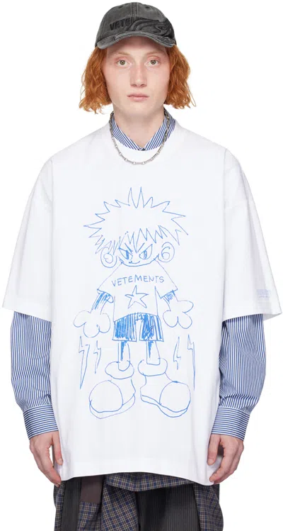 Vetements Illustration-print Cotton T-shirt In White