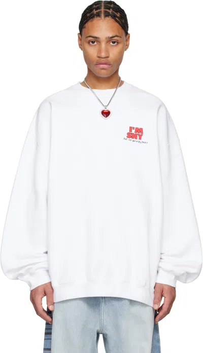 Vetements White 'i'm Shy' Oversized Sweatshirt