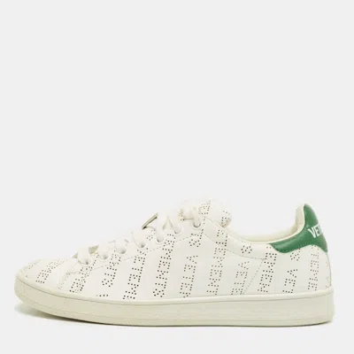 Vetements White Perforated Leather Low Top Sneakers Size 35 In Animal Print
