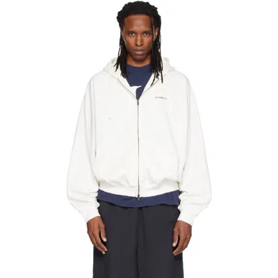Vetements White Scribbled Logo Zip Up Hoodie In White 106908402