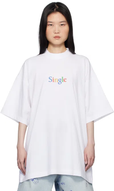 VETEMENTS WHITE 'SINGLE' OVERSIZED T-SHIRT