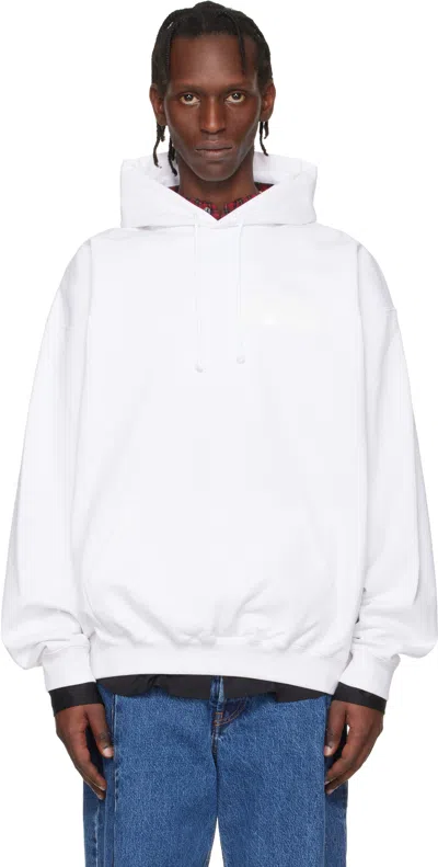 Vetements White Taped Logo Hoodie