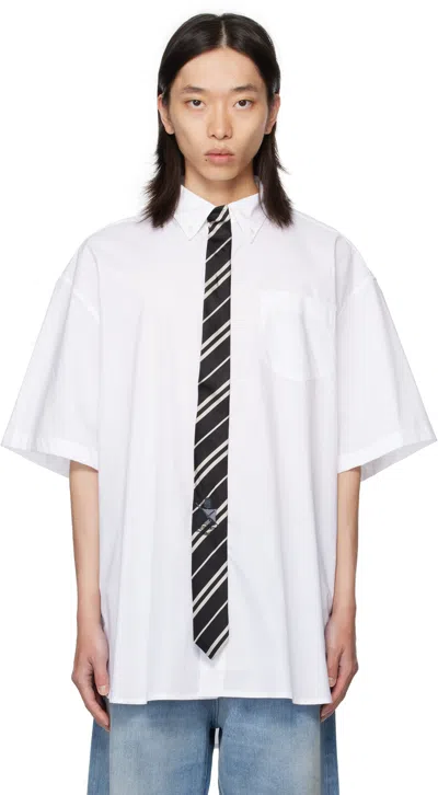 Vetements White Tie Short-sleeve Shirt In Multi
