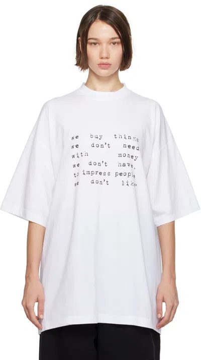 Vetements White 'we Buy Things' Oversized T-shirt