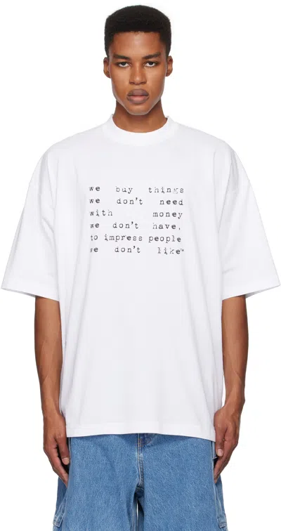 Vetements White 'we Buy Things' Oversized T-shirt