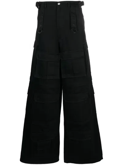 Vetements Wide-leg Cotton Cargo Jeans In Black