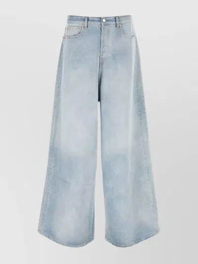 VETEMENTS WIDE-LEG COTTON DENIM TROUSERS WITH CONTRAST STITCHING