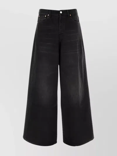 Vetements Wide-leg High-waisted Cotton Denim Trousers In Black