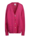 Vetements Woman Cardigan Fuchsia Size L Baby Alpaca Wool, Polyamide, Merino Wool In Pink
