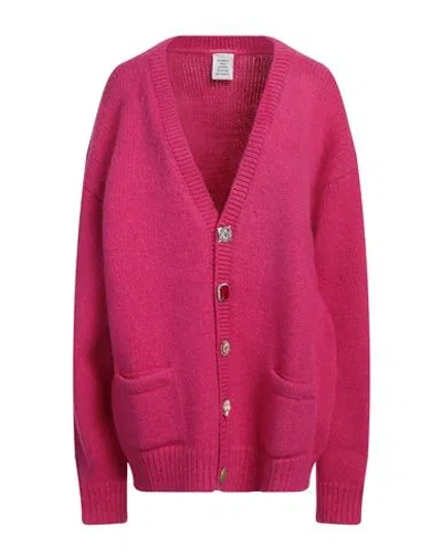 Vetements Woman Cardigan Fuchsia Size L Baby Alpaca Wool, Polyamide, Merino Wool In Pink