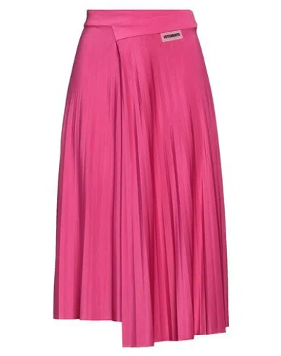 VETEMENTS VETEMENTS WOMAN MIDI SKIRT FUCHSIA SIZE S POLYESTER, ELASTANE