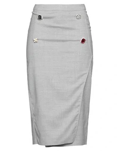 Vetements Woman Midi Skirt Grey Size S Virgin Wool, Elastane