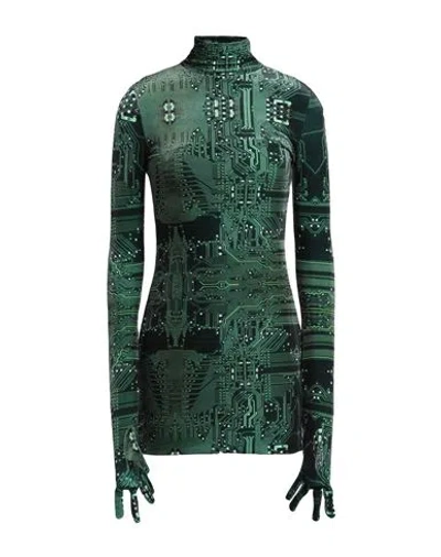 Vetements Woman Mini Dress Green Size M Polyamide, Elastane