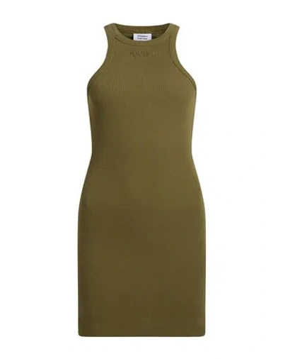 Vetements Woman Mini Dress Military Green Size Xs Cotton, Elastane