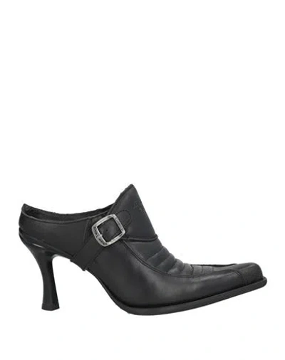 Vetements X New Rock Moto Leather Mules In Black