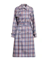 Vetements Check-print Double-breasted Coat In Blue