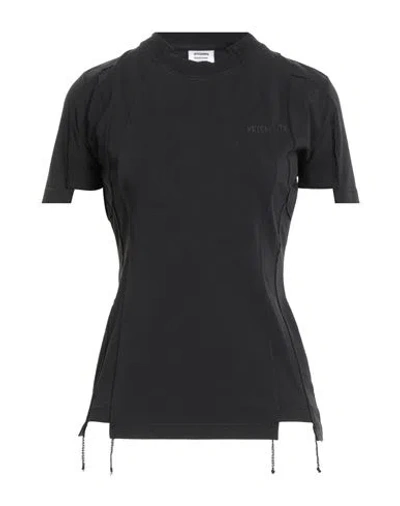 Vetements Woman T-shirt Black Size M Cotton, Elastane