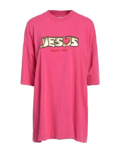 Vetements Woman T-shirt Fuchsia Size L Cotton In Pink