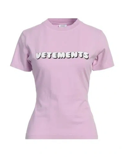 Vetements Woman T-shirt Lilac Size S Cotton, Elastane In Purple