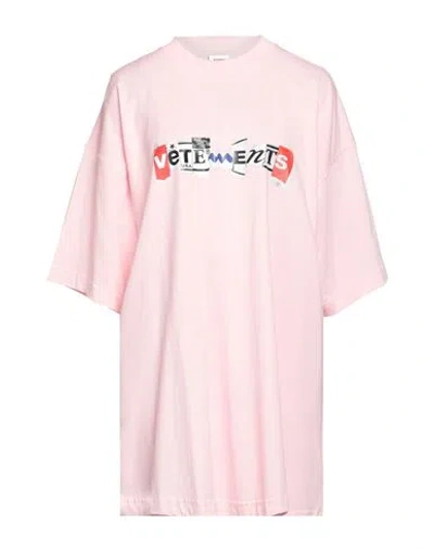 Vetements Woman T-shirt Pink Size L Cotton