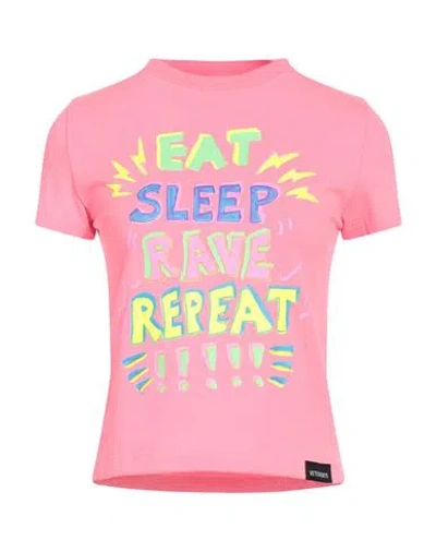 Vetements Woman T-shirt Pink Size Xs Polyester, Cotton, Elastane