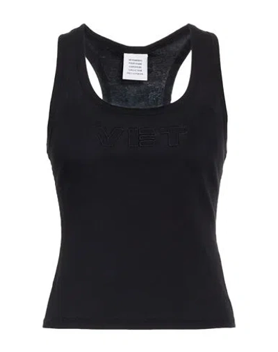 Vetements Woman Tank Top Black Size M Cotton, Elastane