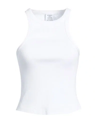 Vetements Woman Tank Top White Size L Cotton, Elastane